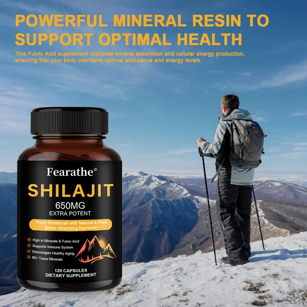 Natural Shilajit Supplement-Vegetarian Capsules for Immunity, Energy, Digestion, Metabolism, Bones and Muscles
