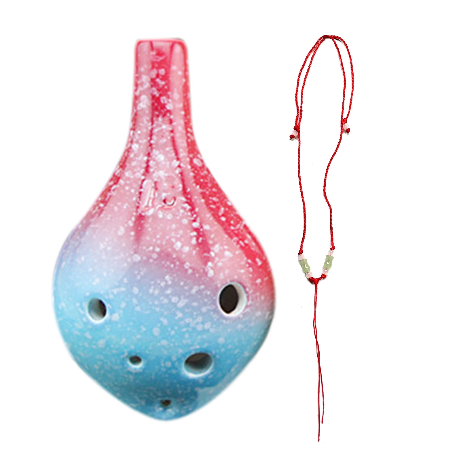 6 Holes Ceramic Ocarina Alto C Simple Starry Style Musical Instrument Lanyard Music Score Music Lover Learner