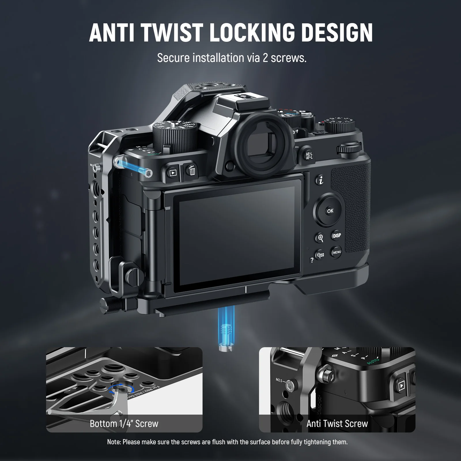NEEWER CA076 Zfc Handgreep L-vorm grip voor Nikon Z fc, ultradunne retro nauwsluitende camera montage grondplaat met handvat/messing sluiterknop, compatibel met Arca Swiss statief vloeistofkop, zwart