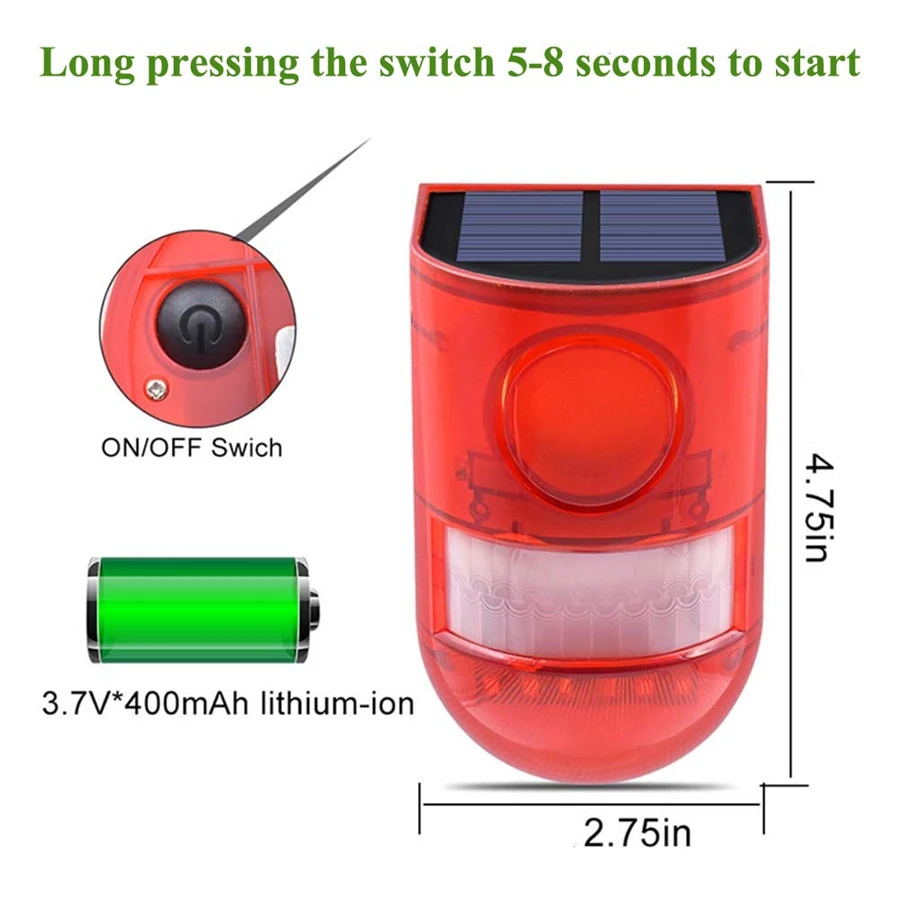 Solar Motion Sensor Security Alarm 6