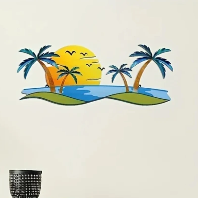 

Tropical Beach Metal Wall Decor Decorative Tropical Metal Wall Art Palm Tree Bathroom Decor Contemporary Coastal Wall Sculpture