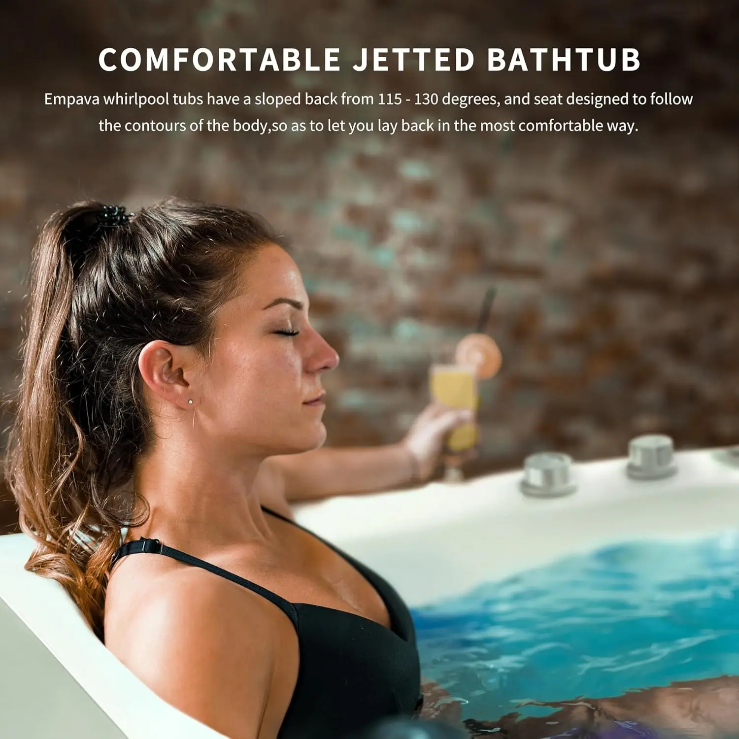 Whirlpool Bathtub, Jetted Tub with Light SPA Hydromassage with Chromatherapy Acrylic 3-Side Apron White User-Friendly Jetted Tub 5