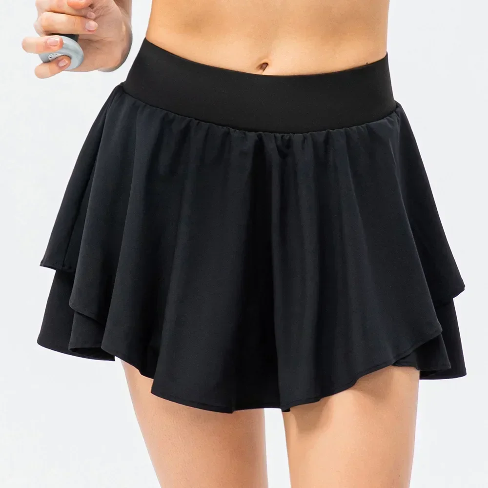 

LuluLogo Women Yoga Tennis Short skirt High-Rise Running Pleated Athletic Skirts Sport Fitness High Waist Skort with Pocket