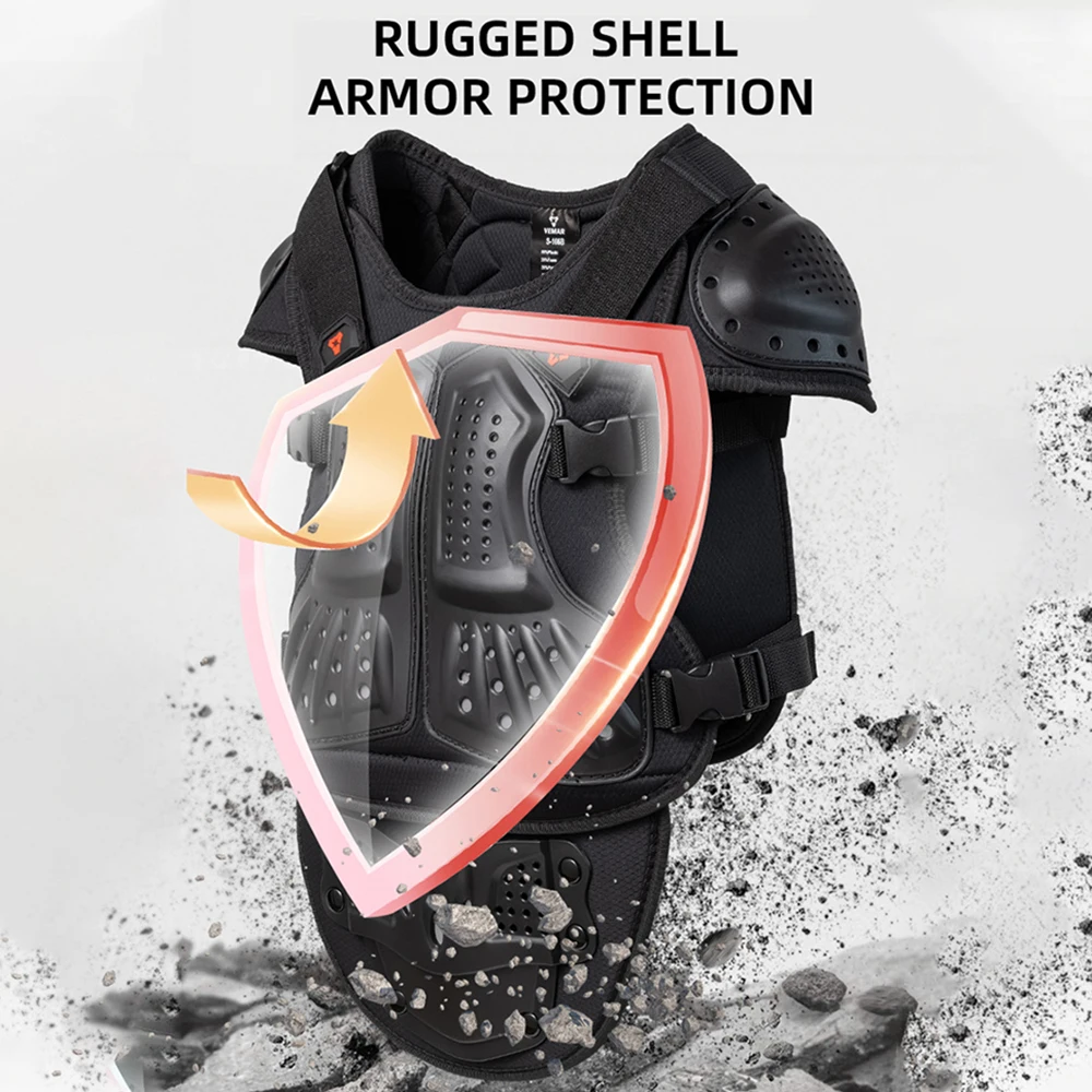 VEMAR Children Motorcycle Riding Armor Vest Suit Breathable Motocross Armor Vest Hard Shell Protective Moto Anti-fall