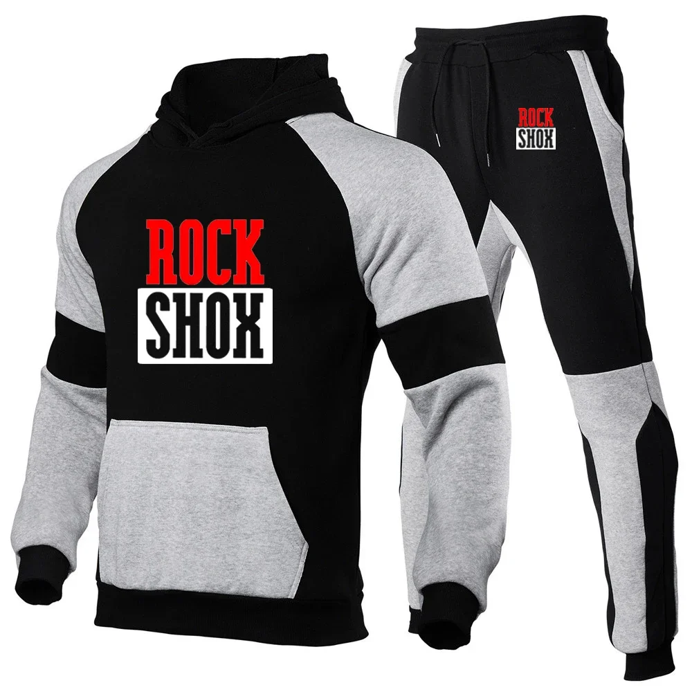

Rock Shox Eagle Print 2Pcs Suit Spring Autumn Men's Sweatshirt Set Splash Ink Hoodies+Tracksuit Pants Fitness Sportswea