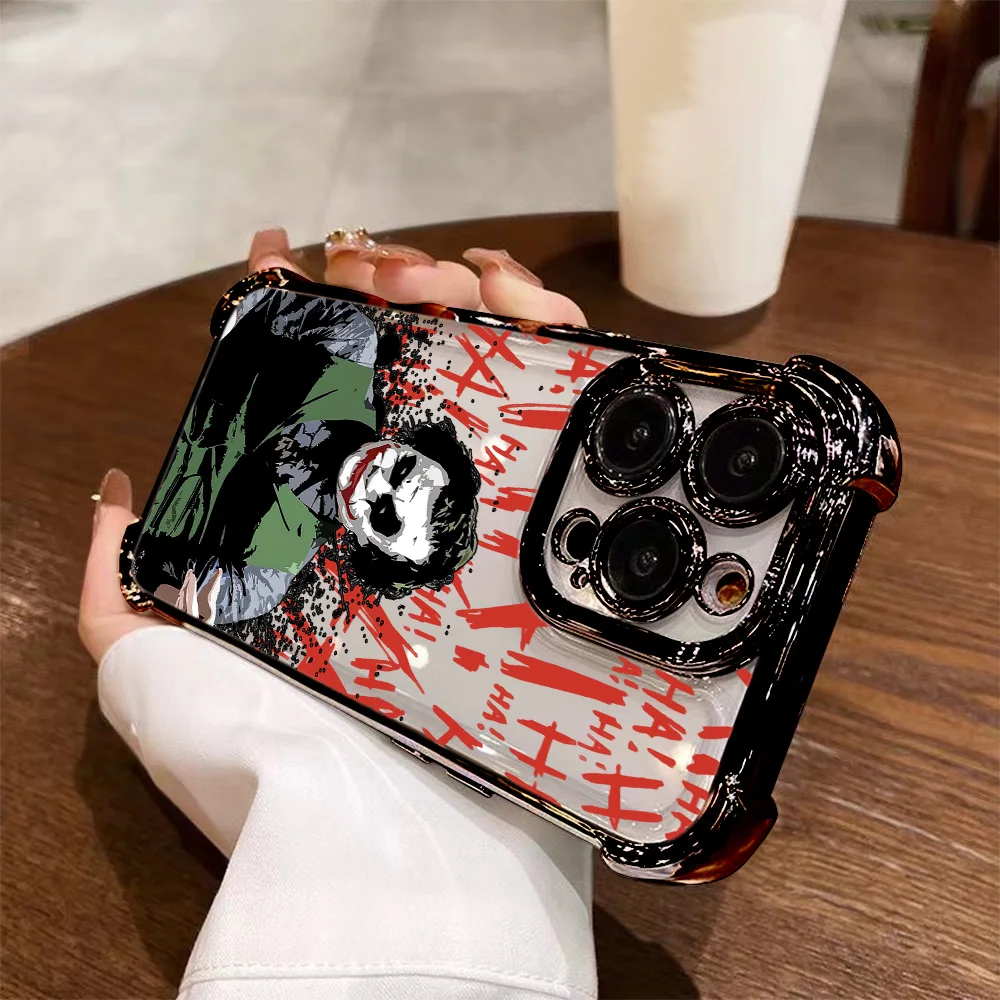 Cool Crazy j-jokers Plating Phone Case For iPhone 17 16e 16 15 14 13 12 11 Pro Max XR XSMax 7 8 Mini Air Plus Anti-Fall Airabag