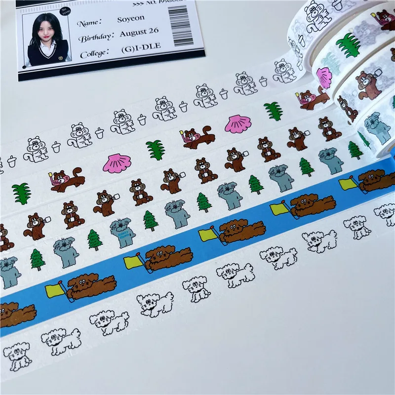 Korean INS style cute washi paper squirrel puppy hand-painted washi tape