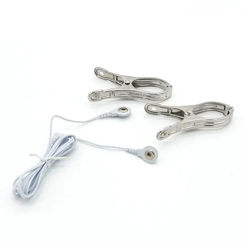 Electric Shock Nipple Clamps Breast Clitoris Labia Clips Vagina Stimulator Accessory Sex Toy For Women Sex Products Body Massage