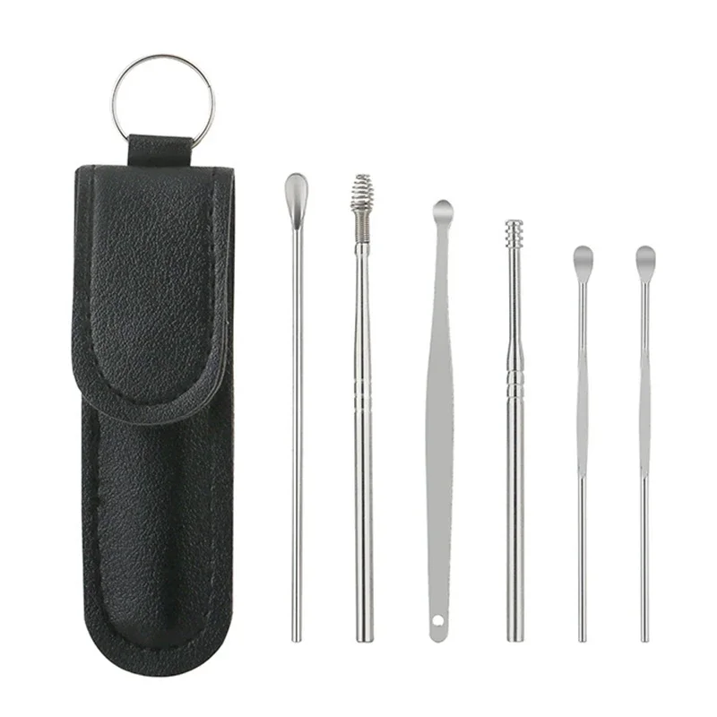 6Pcs Cleaner Wax Remover Cleaning Kit Pick Earwax Curette Spoon Removal Tool For Baby Adults Ear Care Set_voghion.com
