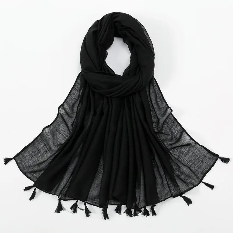 

Plain Viscose Long Shawl With Short Tassel Women Hijab Wrap 180X85CM