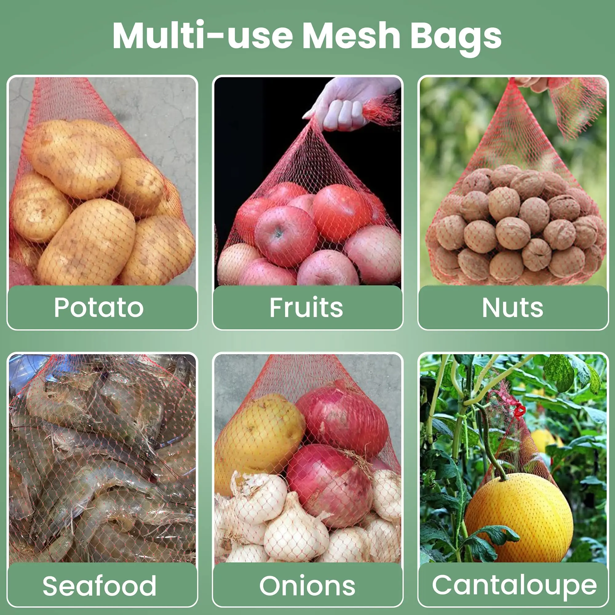 100PCS Watermelon Grow Net Bags Reusable Cantaloupes Mesh Thicken Cucumbers Growing Supporting Storage Net Bags for Vegetable