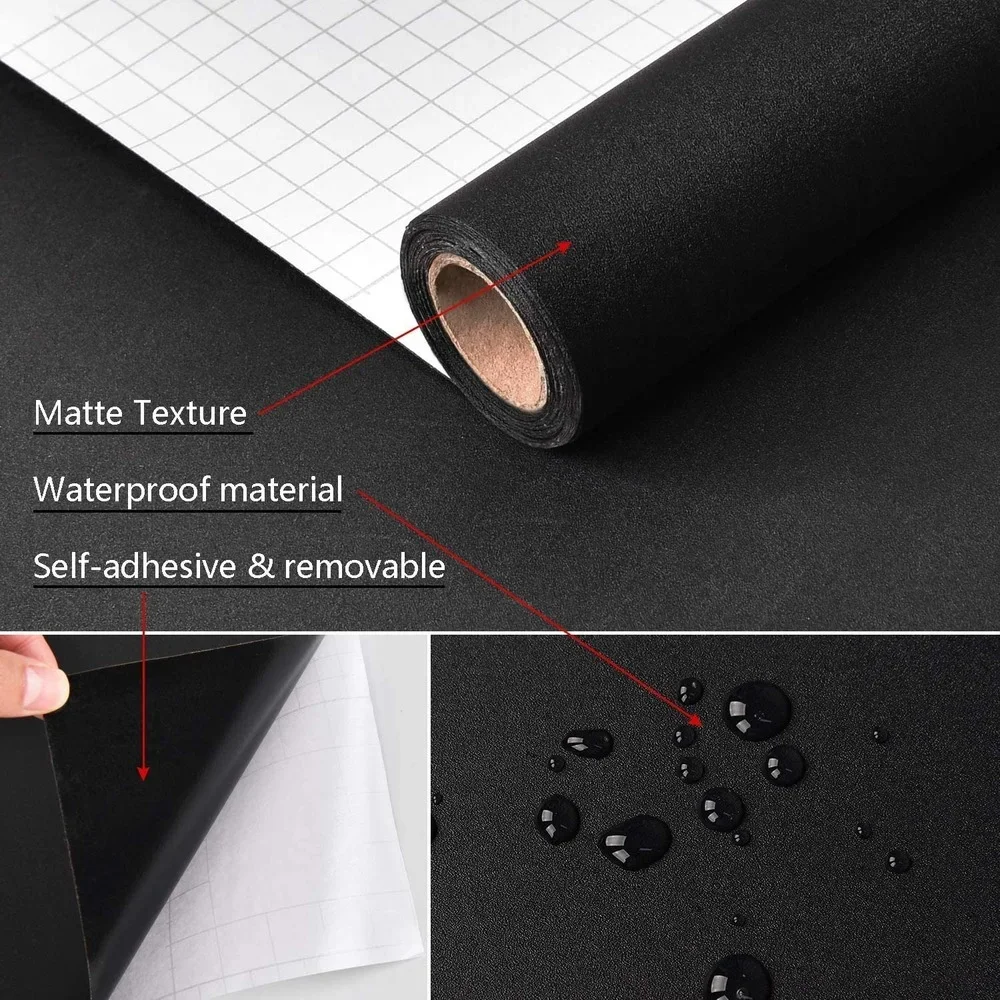 Matte Black/ Grey Wallpaper Vinyl Self-Adhesive Shelf Liner Drawer Peel and  Stick Countertop Removable Contact Paper Wall Decor - AliExpress