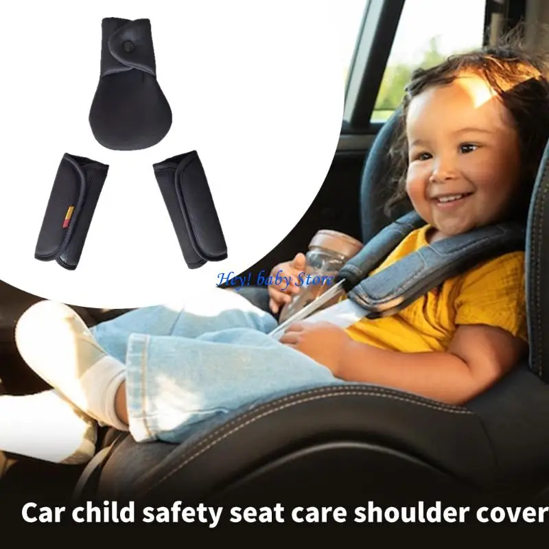 Q1FE 3PCS 통기성 어린이 안전 좌석 보호대  유모차 액세서리에 대 한 부드러운 어깨 스트랩 슬리브 가랑이 패드