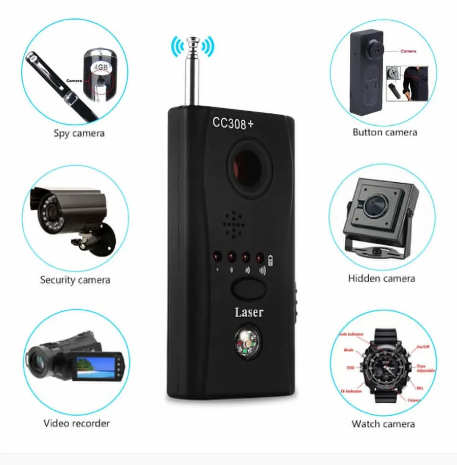 Signal Detector CC308 Full Range Wireless Camera GPS Anti-Spy Bug Detect RF Signal Detector GSM Device Finder FNR CC308+