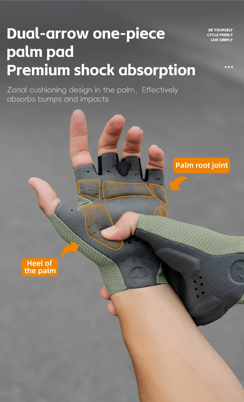 WEST BIKING Fahrradhandschuhe ELASTIC INTERFACE TEAM PALM 80 KG/m³ Polsterung Radfahrhandschuhe Unisex Rutschfeste Halbfinger-Fahrradhandschuhe – Detail 7