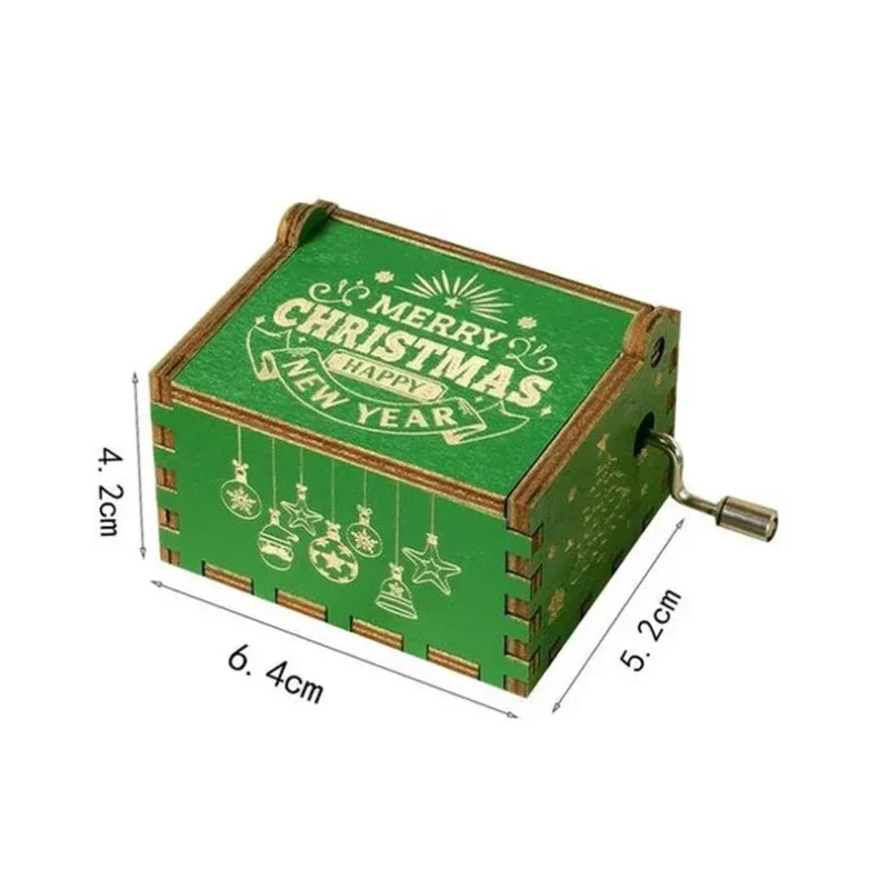 2025 Hot Wooden Hand Crank Music Box Christmas Theme Halloween Decoration Home Birthday Christmas Gift for Girlfriend 6