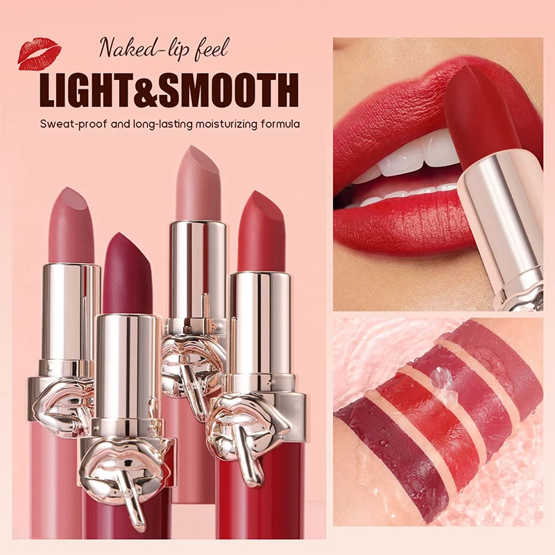 HANDAIYAN Matte Lipstick Waterproof Lasting Non-Stick Cup Lip Stain Classic High Pigment Lipstick Velvet Lip Cosmetics Makeup_voghion.com