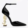 Elegant Fashionable Black Pointed Toe Thin Heel Single Shoes Patent Leather Buckle High Heels Stylish Luxurious Zapatos De Mujer 2