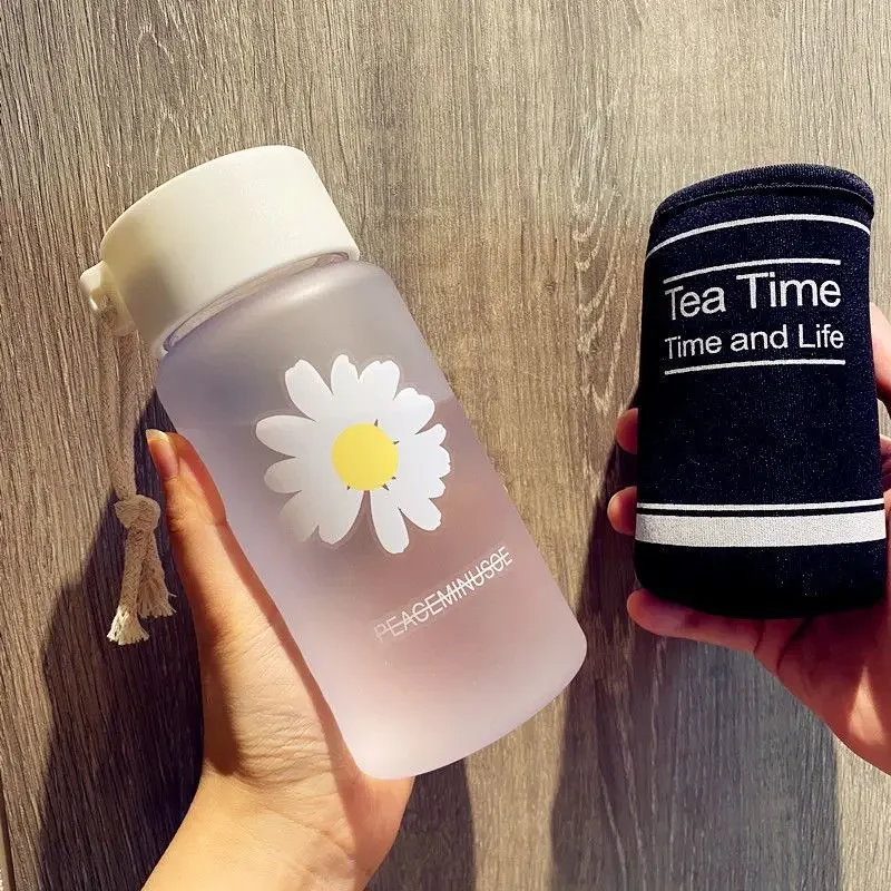 Water Bottle Portable Vacuum Flasks Summer Stainless Steel Thermos Bottle Kawaii Drink Items Plastic Cup Drinkware Transparent