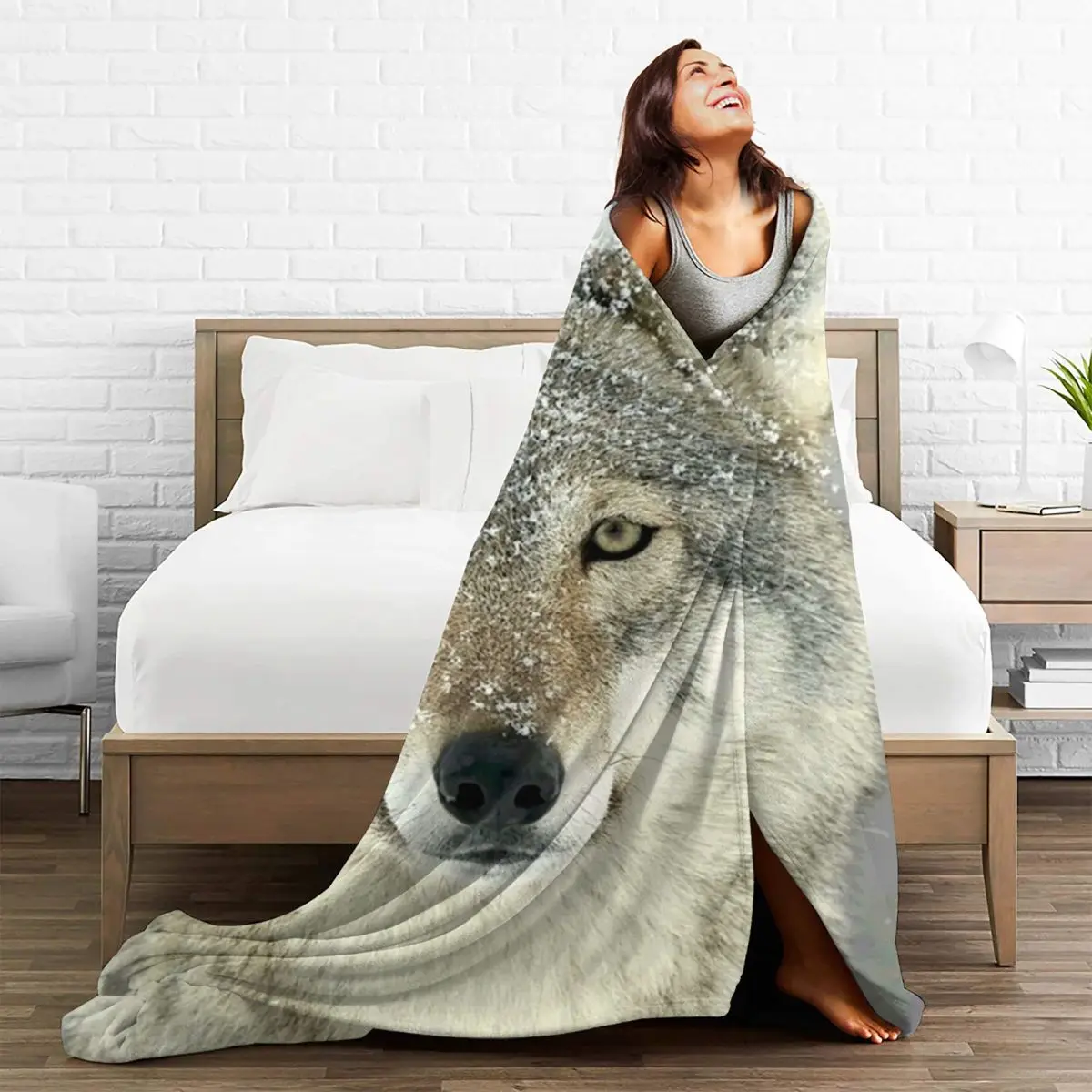 Grey Wolf Blanket Flannel Lightweight Sofa Throw Blankets For Home Bedroom Travel Throws Bedspread Quilt 5