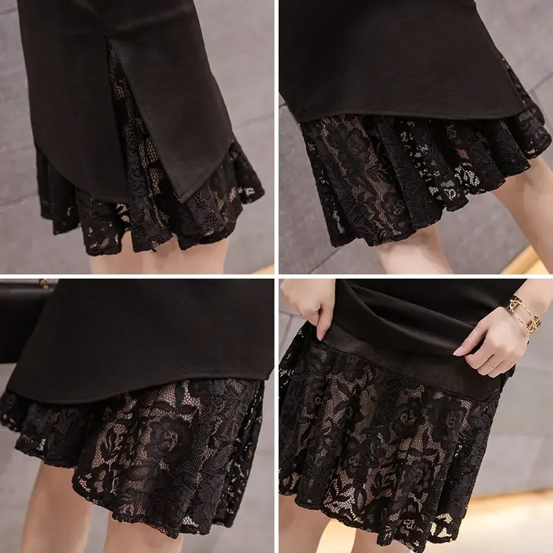 [LUVISTRUE]★24SS★韓国人気★CURVED L LACE MIDI SKIRT CURVED L LACE MIDI SKIRT(BLACK) - LUVISTRUE