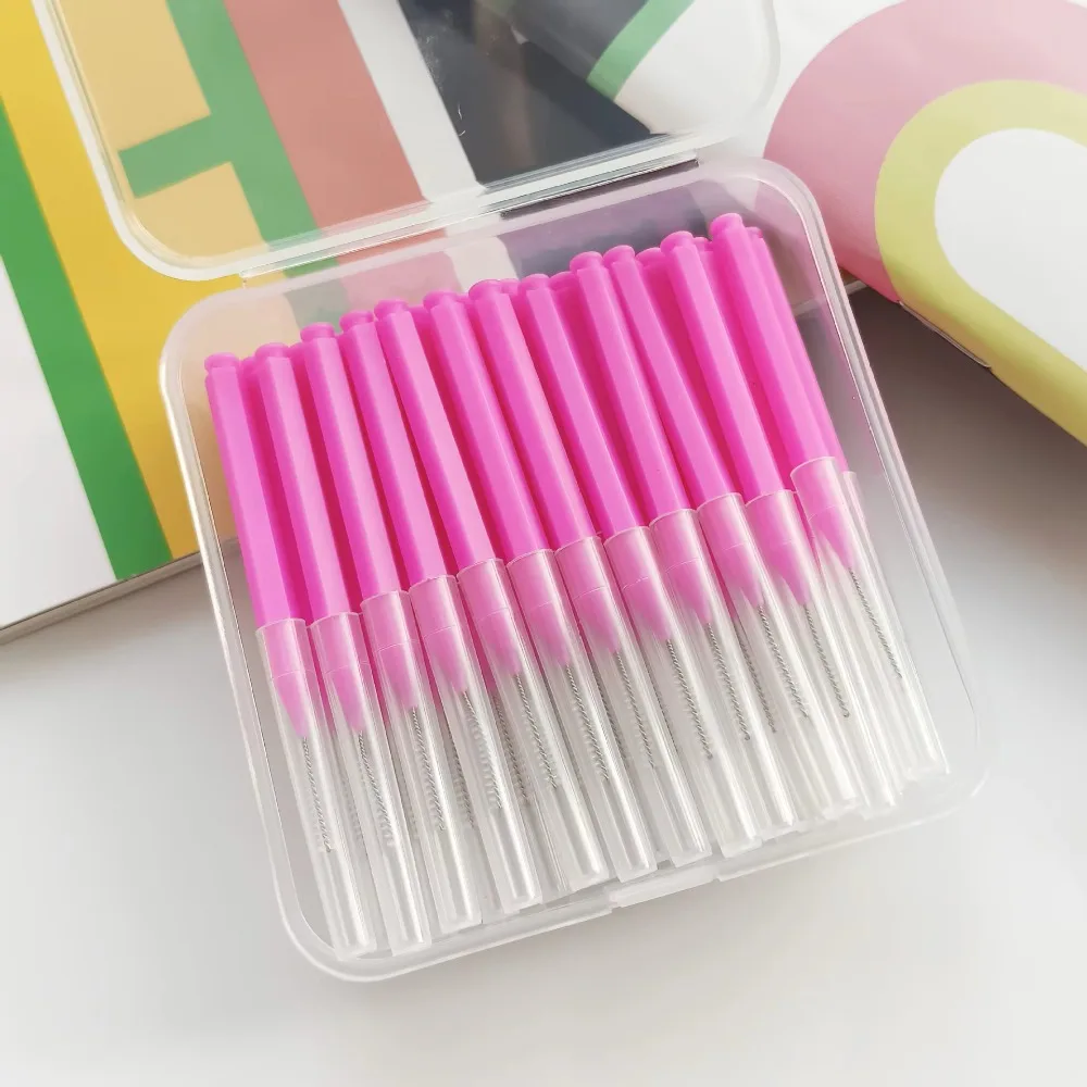 100/200pcs 다채로운 I자형 치간 브러쉬 픽 부드러운 강모 교정용 치간 틈 브러쉬 - 치아 관리