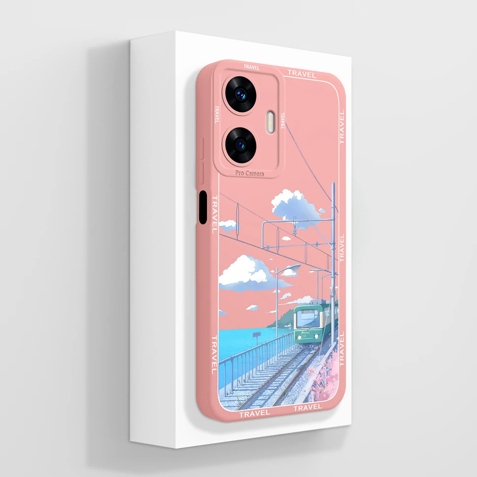 Charming Mountain Astronaut Liquid Silicone Phone Case with Camera Protection and Bumper