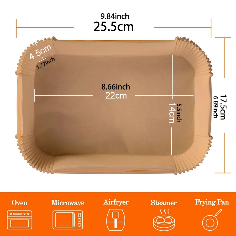 Rectangle Disposable Air Fryer Baking Paper Liner Waterproof Oilproof Non-Stick Baking Mat for Ninja Foodi AirFryer Accessories images - 6