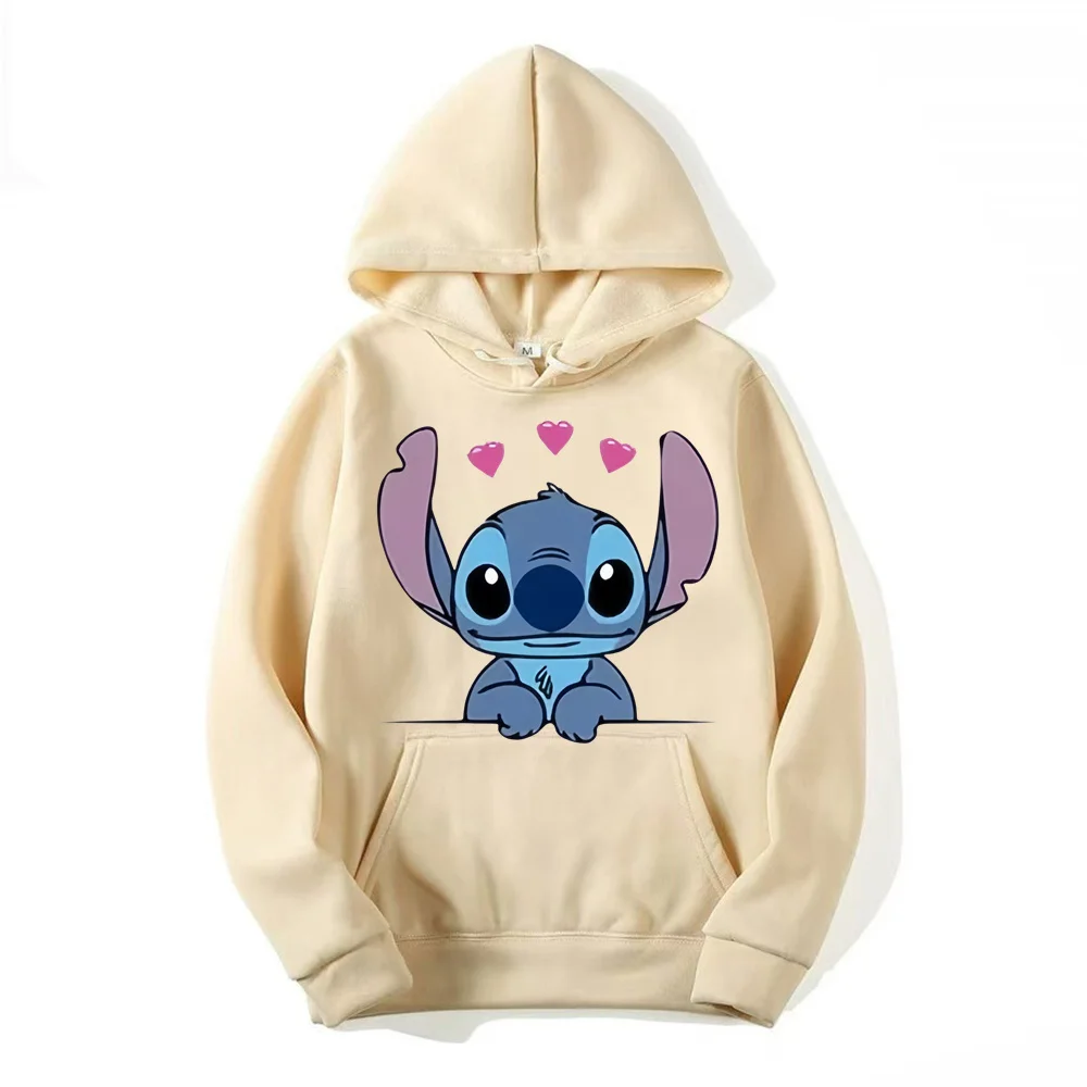Disney Stitch Cartoon Anime Women Pullover Spring Autumn Men Oversized Hoodie 2024 Fashion Casual Couple Sweatshirt Clothes Tops 4