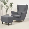 Stretch Wing Chair Cover Jacquard Wingback Sofa Slipcover Elastic Armchair Slipcover with Cushion Cover Furniture Protector 6