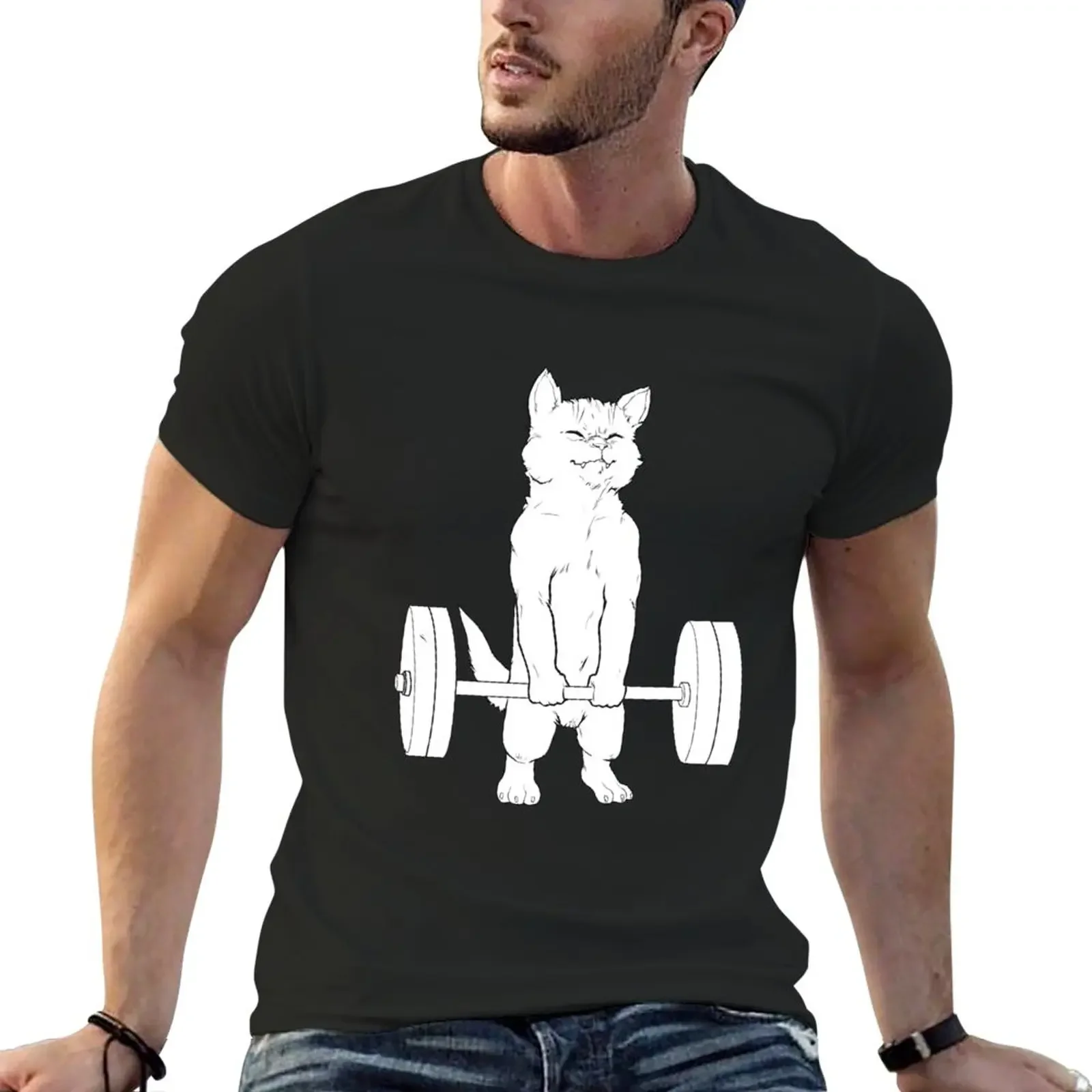 

Cat Deadlift Powerlifting T-Shirt animal prinfor boys boys animal print men workout shirt