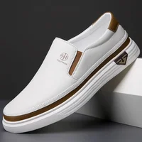New Arrival Men's Casual Leather Shoes Soft Sole Anti-Slip White Genuine Leather Shoes For Driving And Daily Use