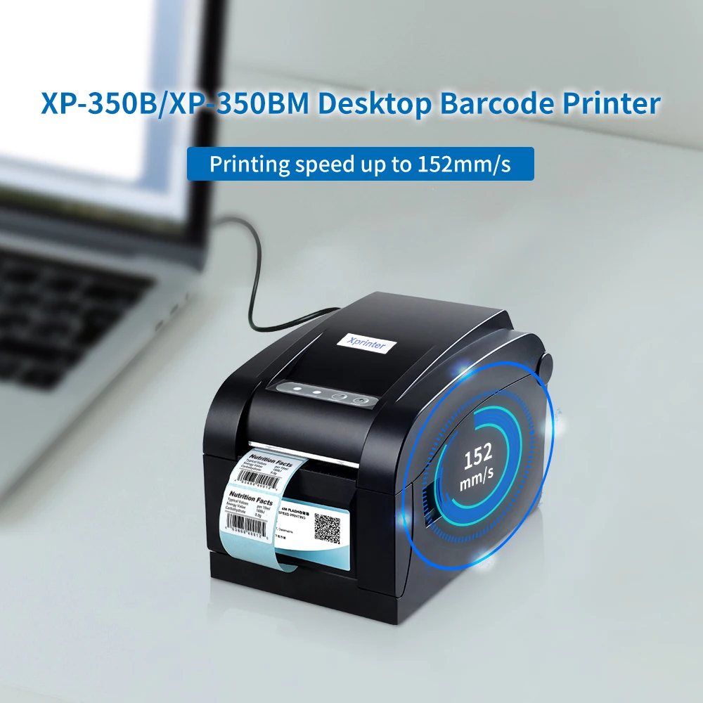 Xprinter XP-350B/350BM 2 in 1 3인치/80mm 감열식 영수증 티켓 및 바코드 프린터 라벨 및 스티커 인쇄기