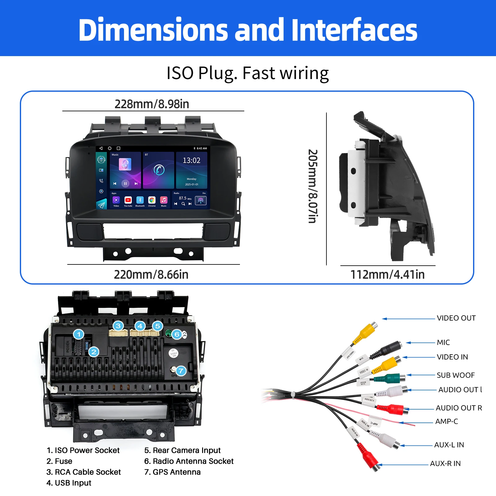 Radio Estéreo para Auto ESSGOO de 7 Pulgadas con Android 15 y 64 GB para Opel Astra J 2010-2014 Buick, CarPlay Inalámbrico, Android Auto, GPS, Navegación, Bluetooth, Pantalla Táctil 6