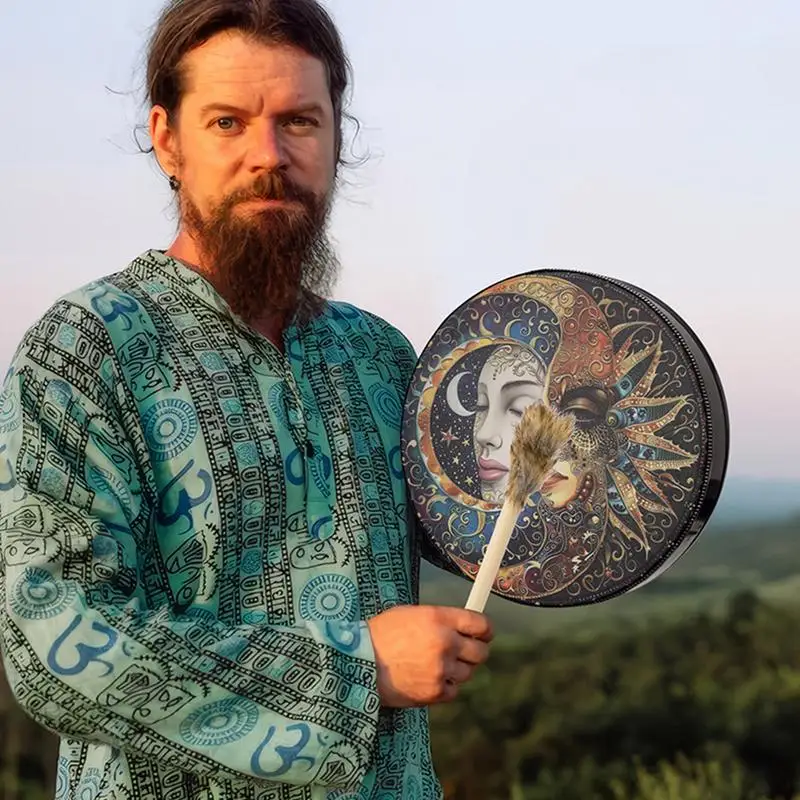 Shaman Drum Creative Handmade Frame Drum Fashionable 10 Inch Egyptian Pharaoh Moon Goddess Drum Hand Drum With Drum Stick For