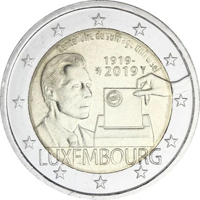Lussemburgo 2019 Moneta Commemorativa Diritti Di Voto Universali Centennial 2 Euro Unc Nuovo Di Zecca