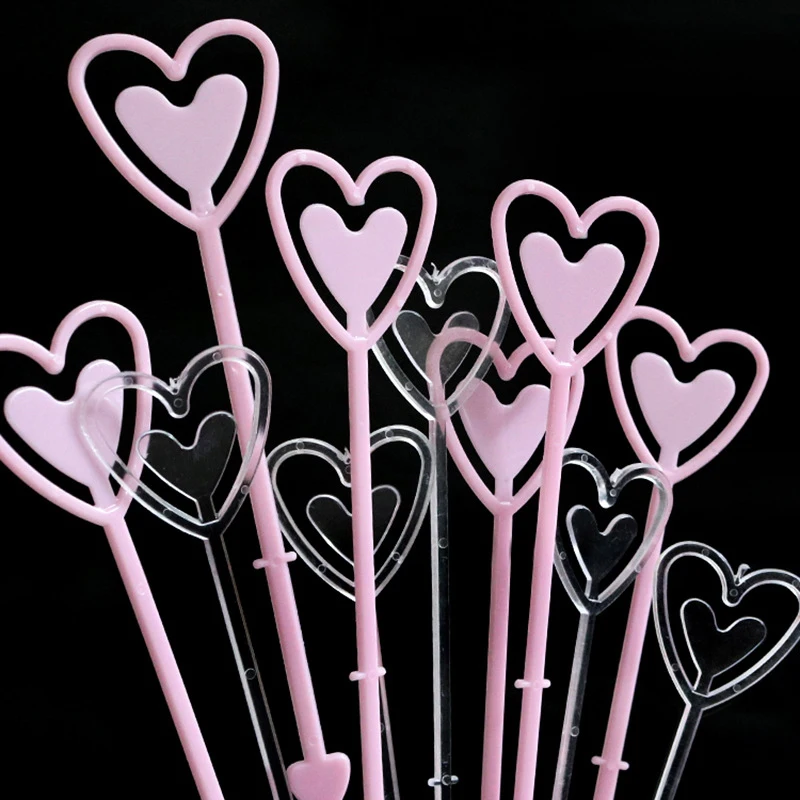 80Pcs Multi-purpose Heart Shaped Plastic Flower Card Holder Message Card Clip For Bouquet Arrangement Wedding Party Decoration