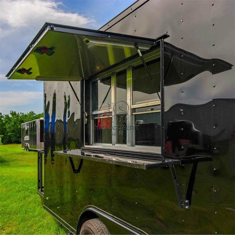 Food Truck Trailer Size Food Truck BBQ Pizza Mobile Dining Car Hot Dog Burger Coffee Vending