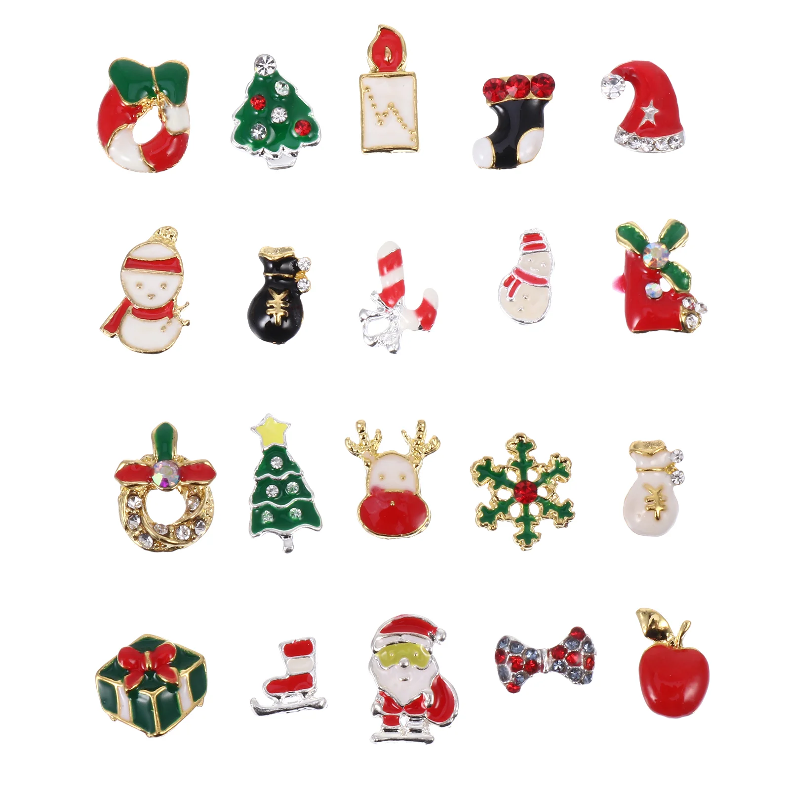 

20 Pcs Christmas Manicure Jewelry Nail Decals Charm Sticker Rivet Alloy Miss
