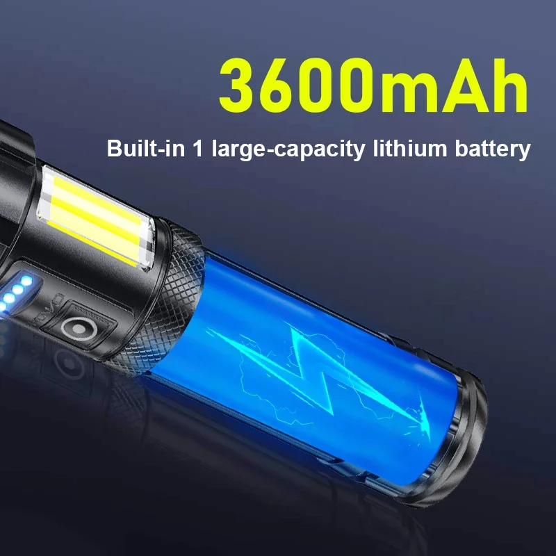 9000LM LED 강력한 충전식 손전등 고전력 LED 손전등 방수 토치 전술 랜턴