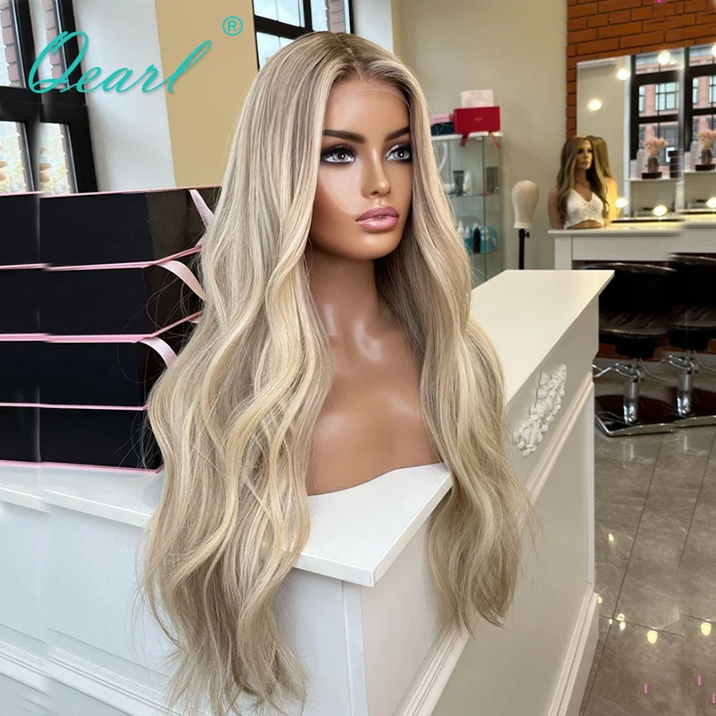 Lace-Front-Perücke Honigblond, 66 Cm, 130 % Dichte – Mit Babyhaar, Klebefrei