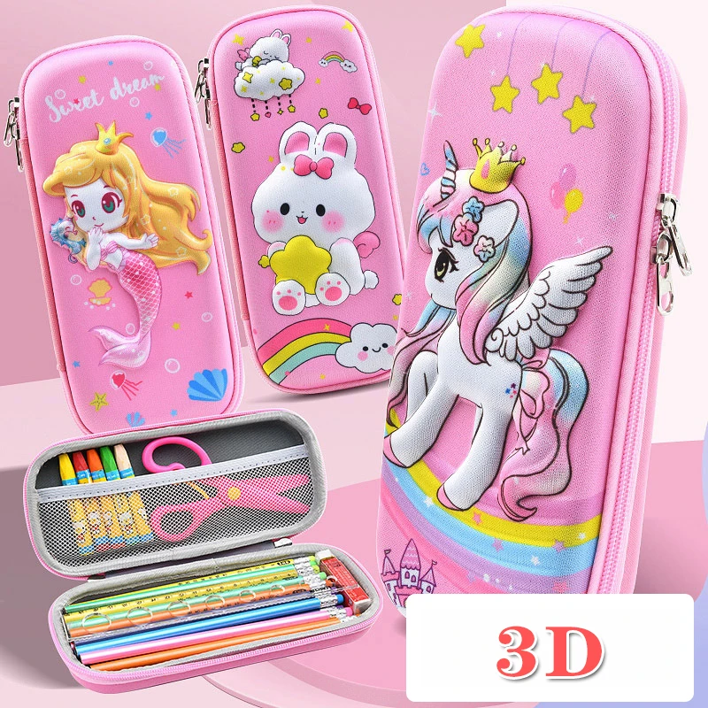 3D Kawaii Cartoon Pencil Case For Kids Students EVA Large Capacity Box Waterproof Cute School Stationery Supplies