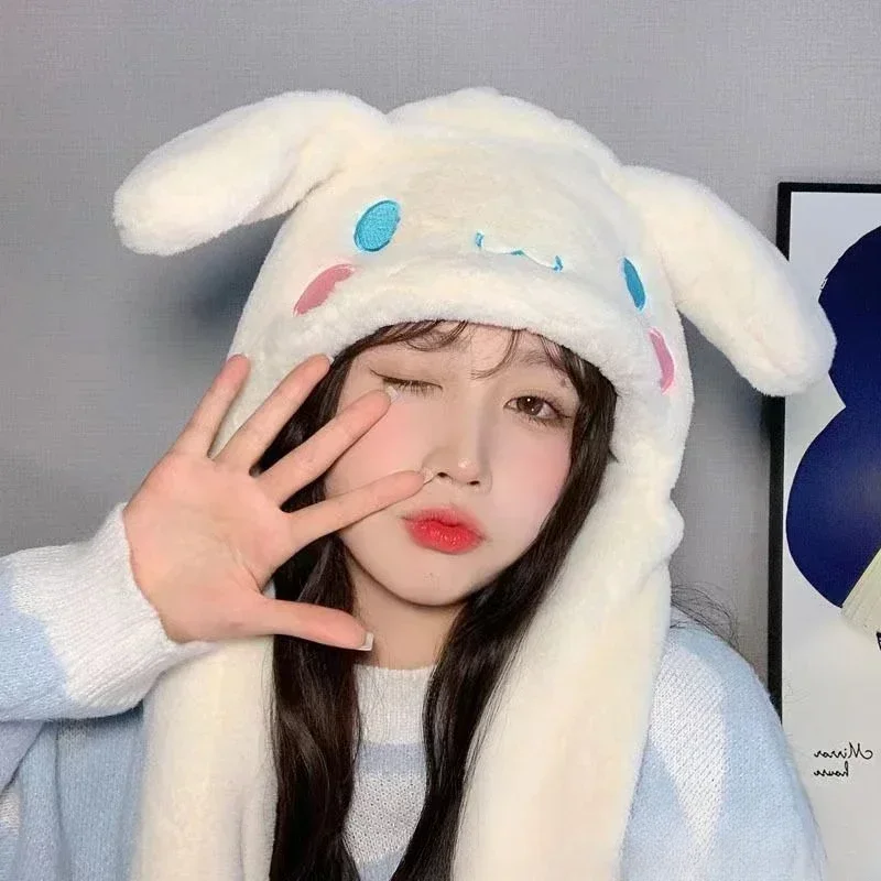 

Anime Sanrio Kuromi New Hat Kawaii Cinnamoroll Pompompurin Plush Keep Warm Winter Hat Ears Can Move Cartoon Cute Christmas Gift