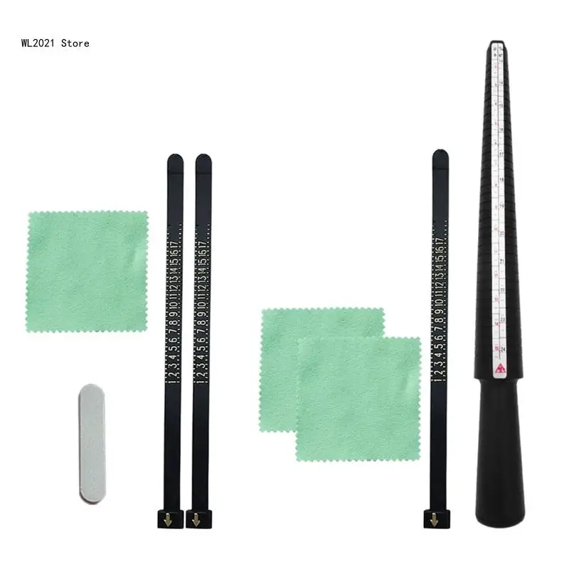 

Инструмент для определения размеров пальцев с протирочной тканью и протирочной губкой