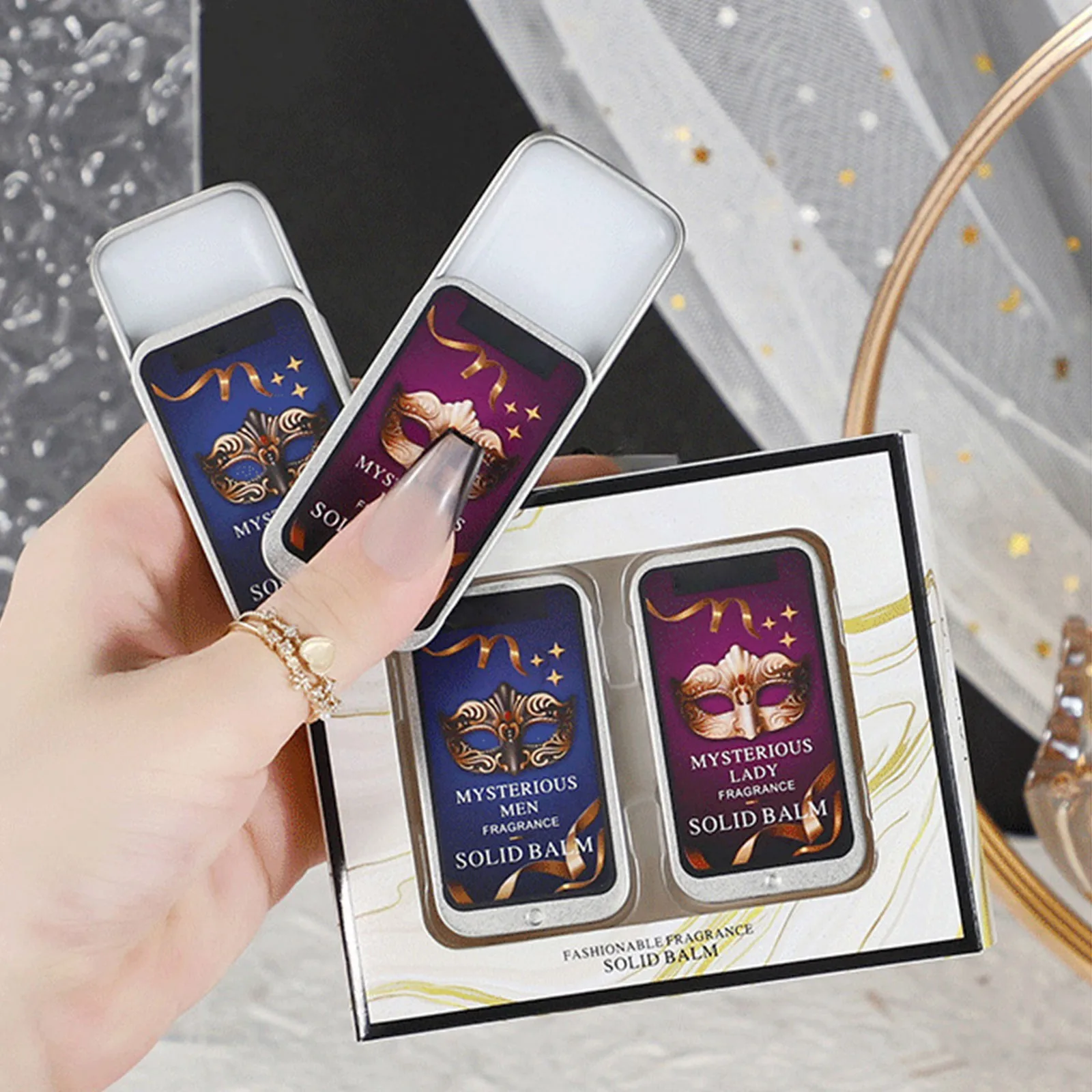 Solid Perfume Balm 2pc Portable Compact Refillable