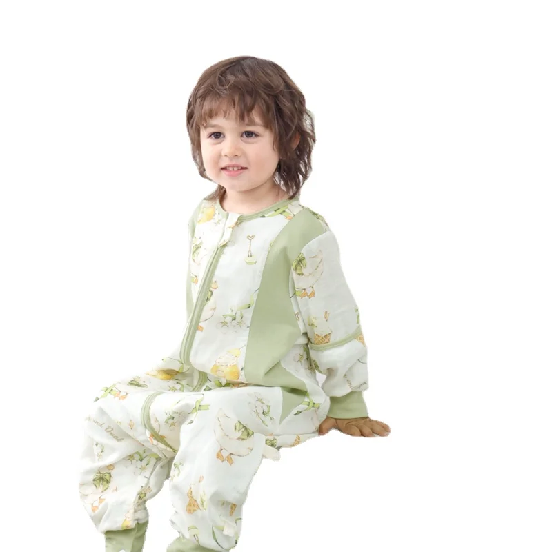 zl-baby-sleeping-bag-spring-and-autumn-summer-bamboo-cotton-anti-kicking-blanket-baby-children's-thin-gauze