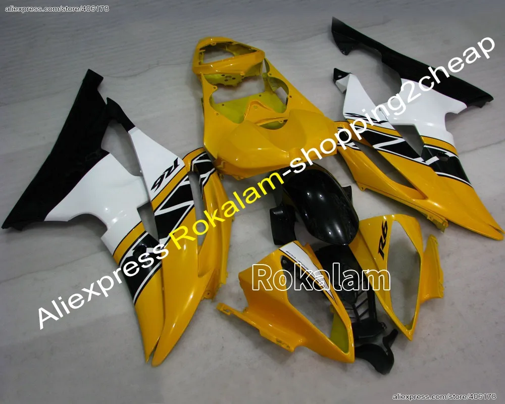 

Мотоциклы для Yamaha YZF R6 2008-2016 YZF-R6 YZF600 R6 08-16 R6 комплект обтекателей из желтого, черного, белого АБС-пластика (литьё под давлением)