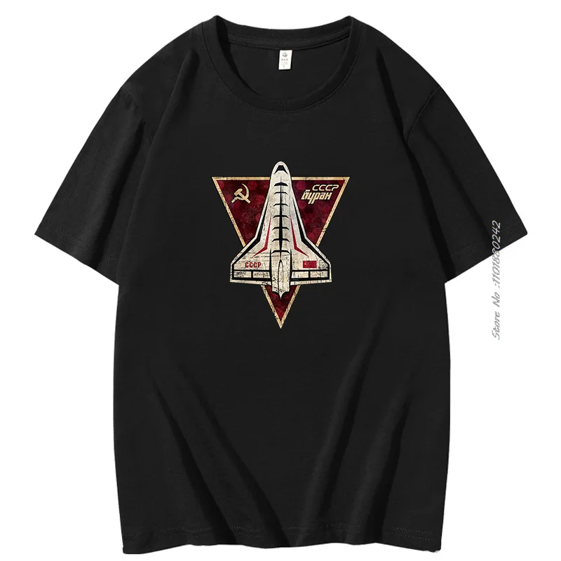T-Shirt In Cotone Spaceplane Dell'Unione Sovietica Urss Cccp Buran Space Shuttle T-Shirt Manica Corta In Cotone Estate Harajuku Streetwear