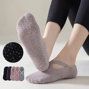 Calcetines de Yoga para mujer, medias de silicona teñidas con lazo,  antideslizantes, con agarre para Pilates - AliExpress