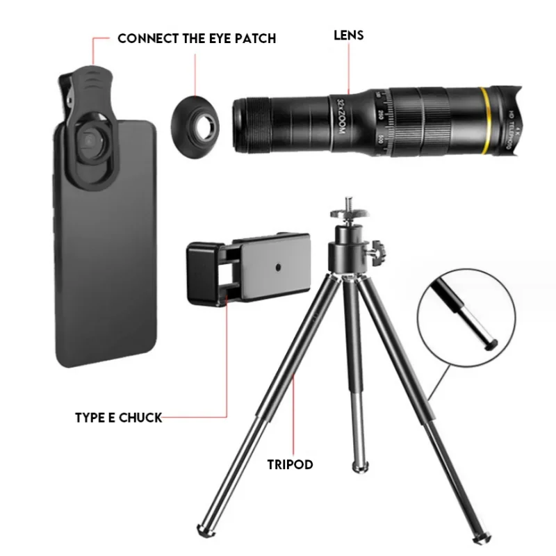 32x 22x 4K Professional Telescope Monocular HD Zoom Phone Lens Camera Telephoto With Tripod Metal Telescope For Tourism Camping 5